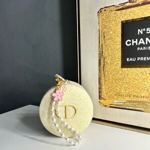 BRAND NEW 💛 Dior Gold Round Clutch with Pearl Chain